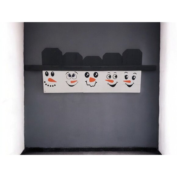 Handmade Snowman Wall Mounted Jacket Hanger With 5 Faces For Holiday Decor - Picture 2 of 2